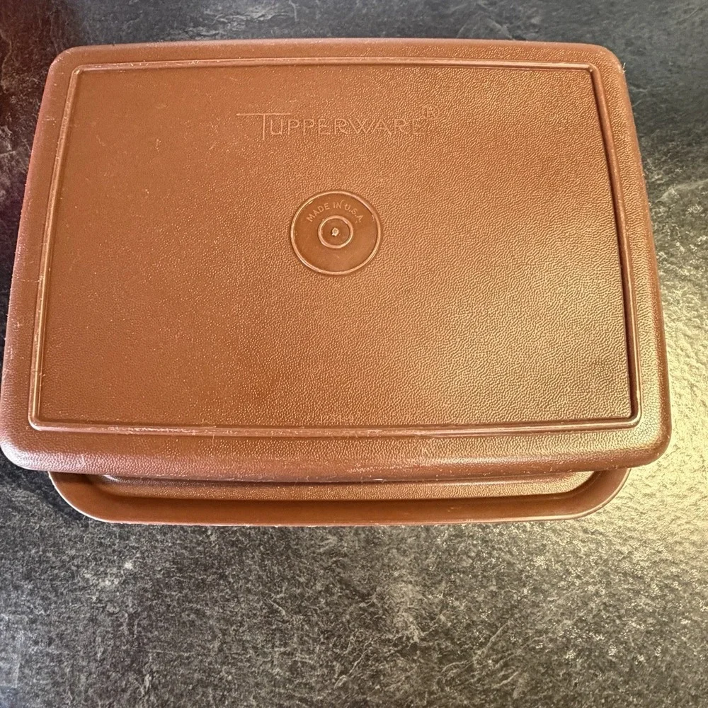 Vintage‎ Tupperware Pack N Carry Red, Brown & Clear Lunch Box W Handle 1254